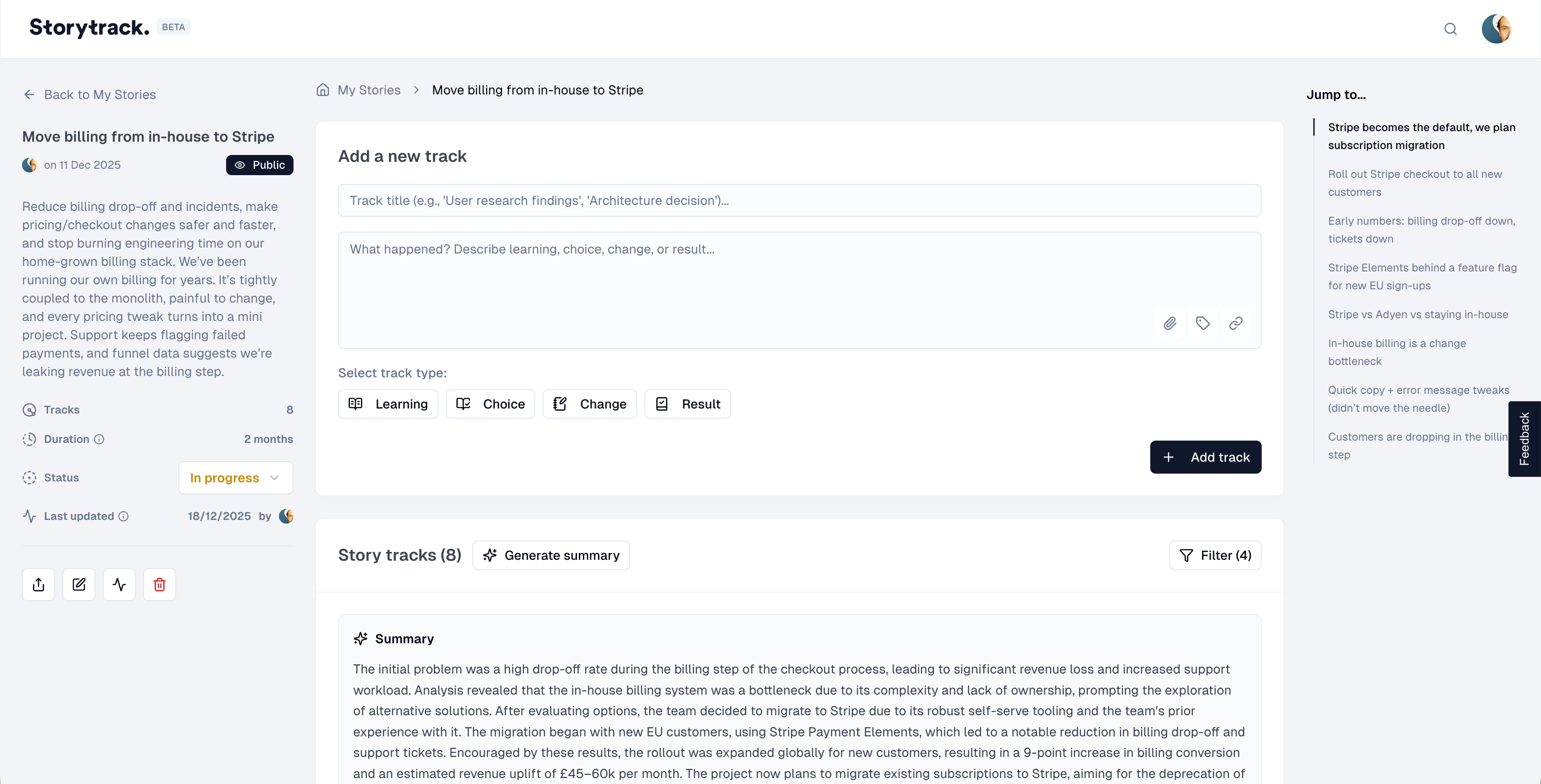 Live App: Story Page